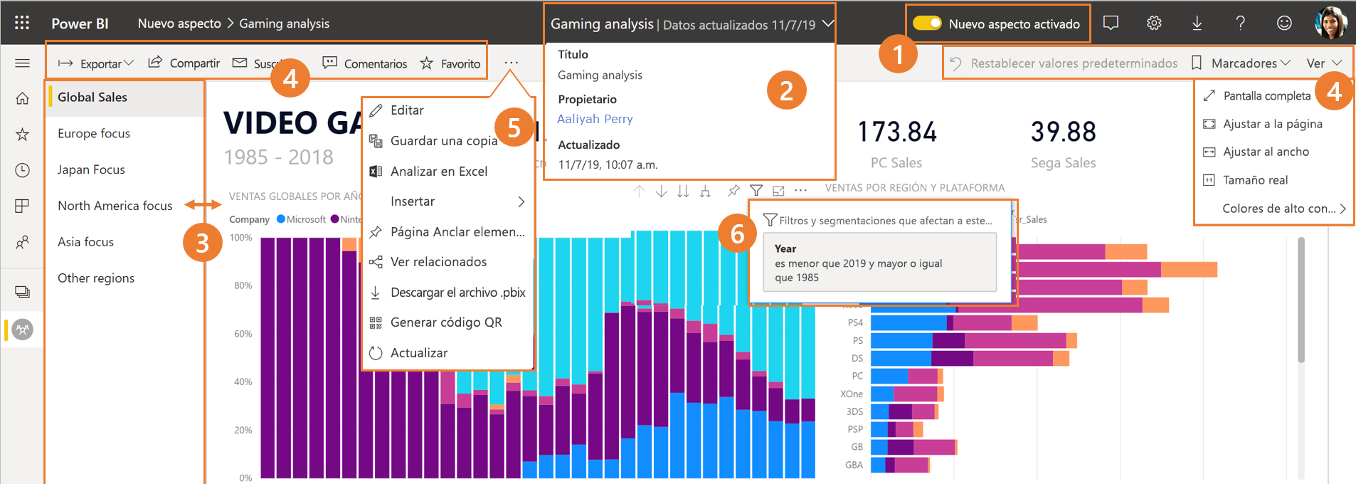 Actualizaciones en la nueva apariencia de Microsoft Power BI